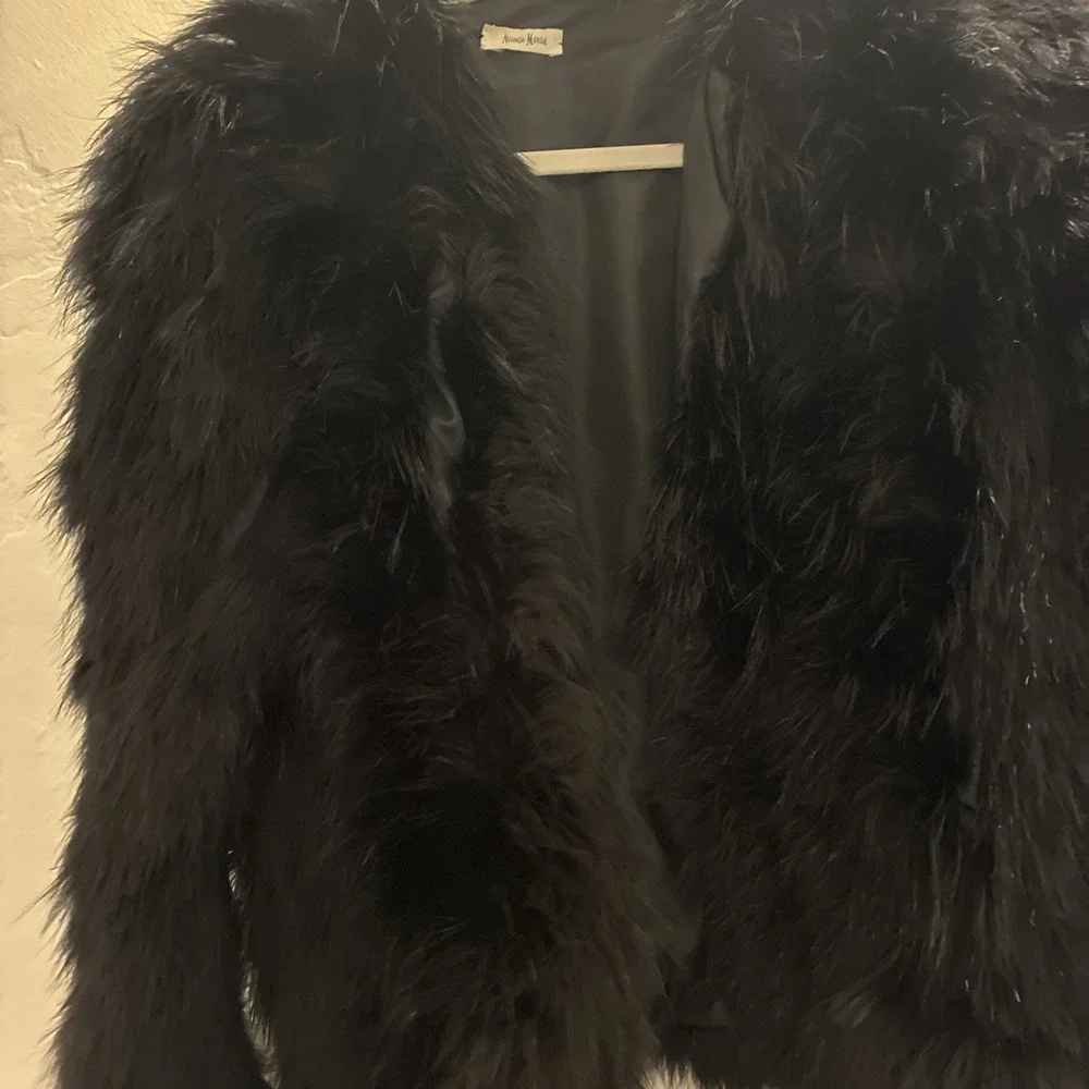 Neiman Marcus Feather Jacket Black Women - Picture 4 of 9